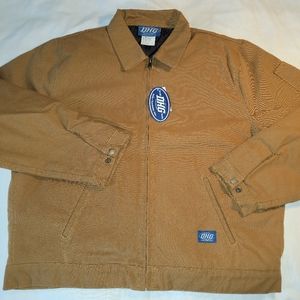 DHG Eisenhower Work Jacket. Brown. Lined, Insulated, full zip, slash pockets.